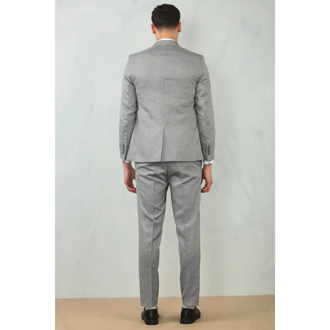 Men's Grey 3 Piece Tailored Fit Wedding Suit