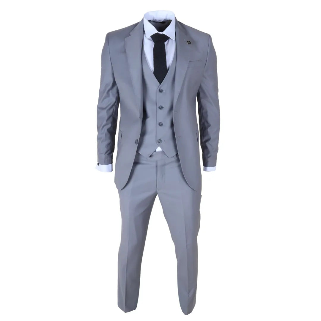 Men's Grey 3 Piece Stitch Lapel Formal Suit