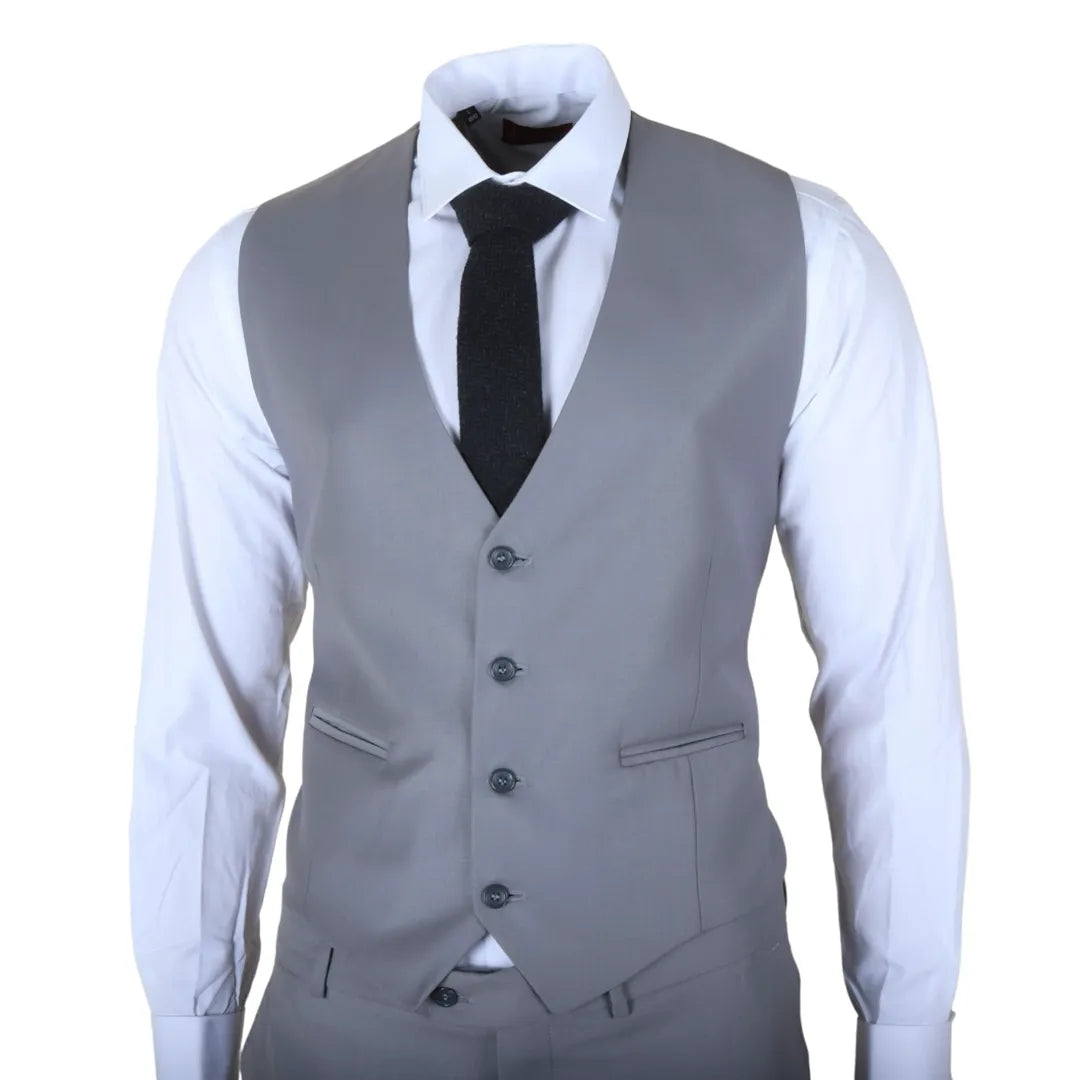 Men's Grey 3 Piece Stitch Lapel Formal Suit