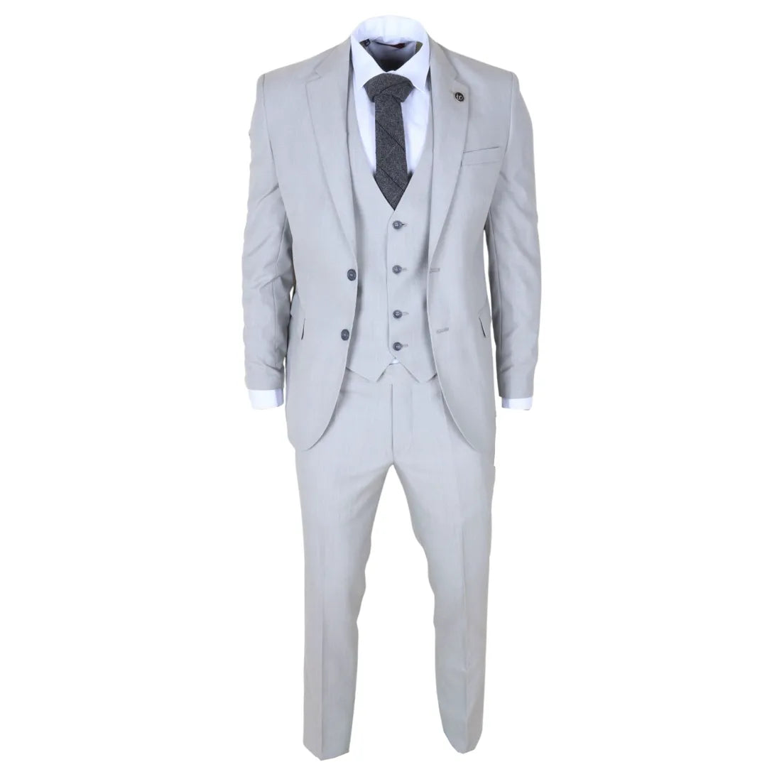 Men's Grey 3 Piece Prince of Wales Check Suit