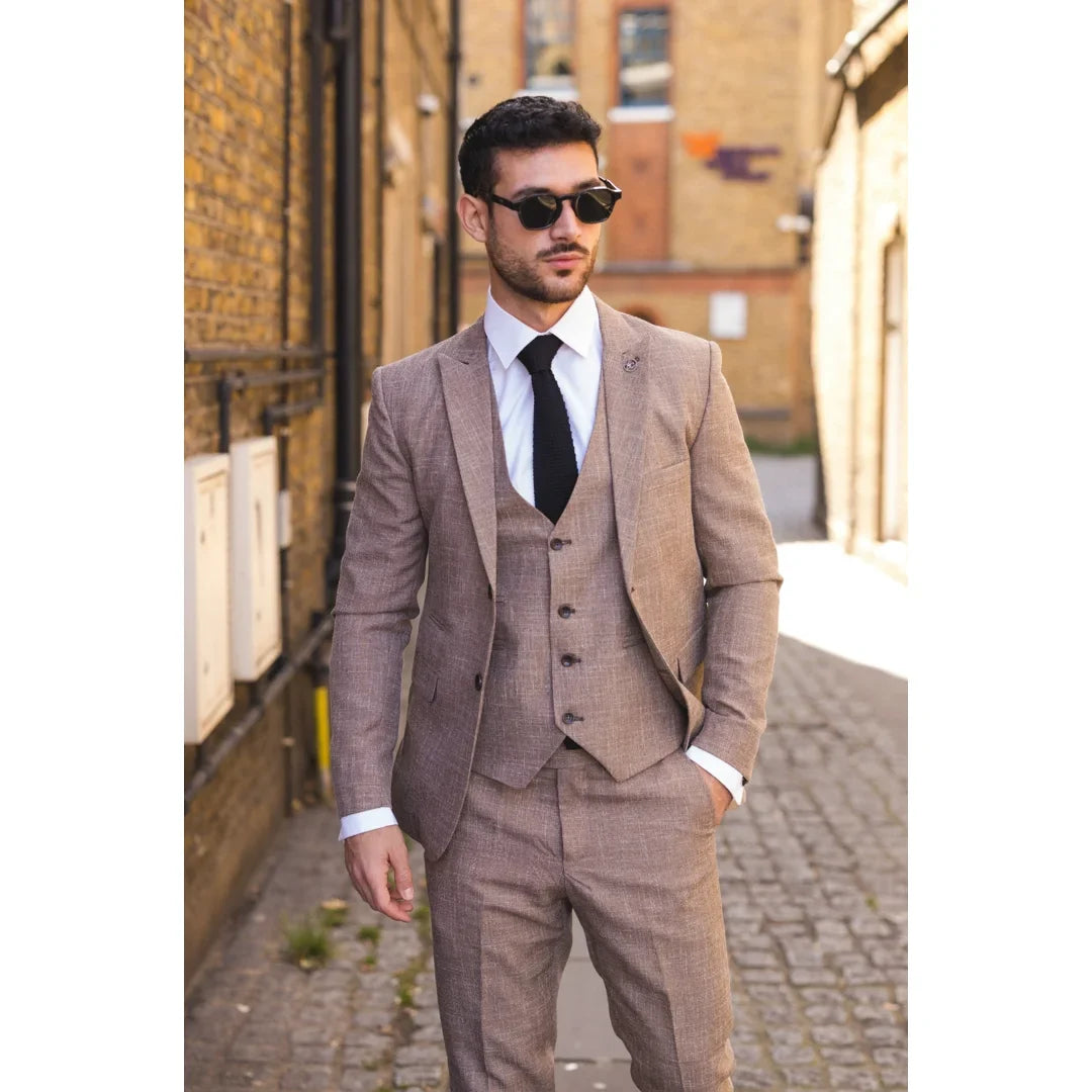 Men's 3 Piece Brown Tailored Fit Suit