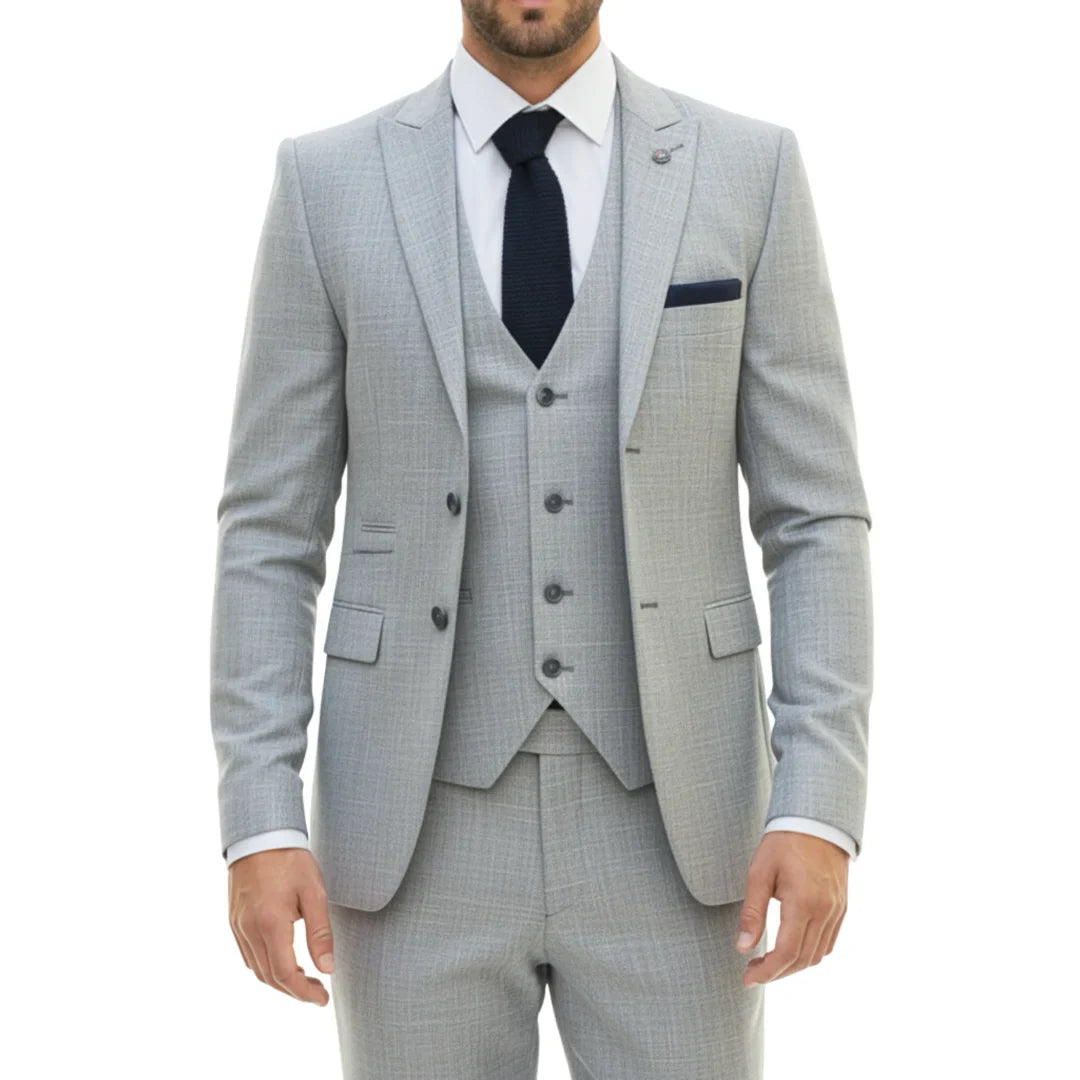 Men's 3 Piece Grey Tailored Fit Suit
