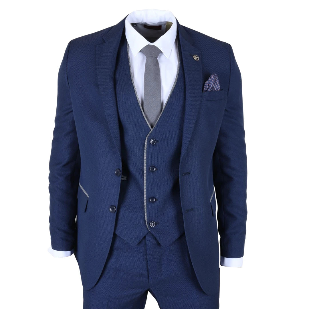 Men's Blue 3 Piece Tailored Fit Suit