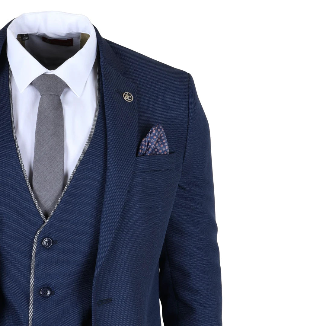 Men's Blue 3 Piece Tailored Fit Suit