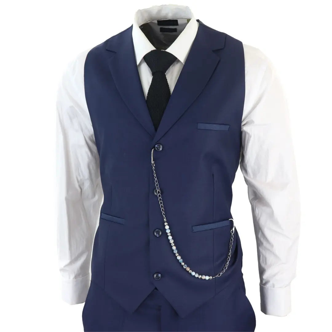 Men's 3 Piece Navy Blue Tailored Fit Suit