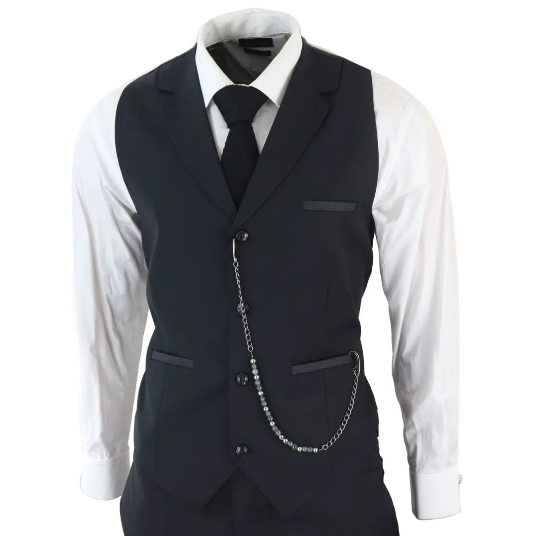Men's James Classic 3 Piece Black Suit by TruClothing