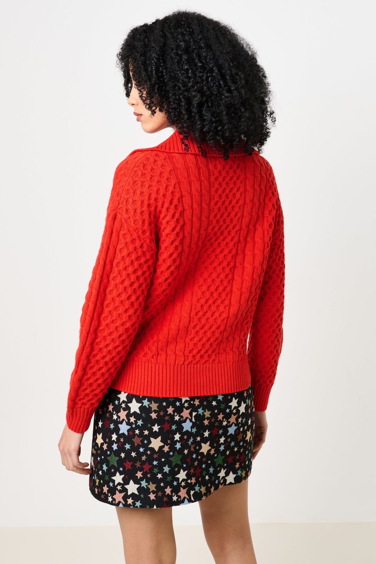 Jamie Cable Collar Jumper - Red - Bascora
