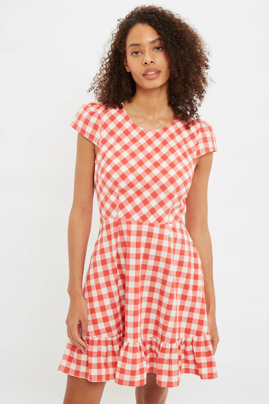 Kare Picnic Check Cap Sleeve Mini Dress – Red - Bascora