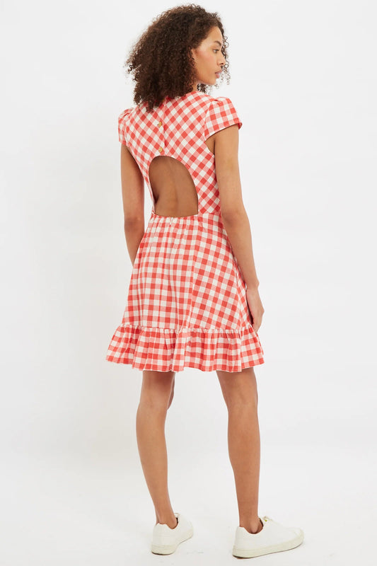 Kare Picnic Check Cap Sleeve Mini Dress – Red - Bascora