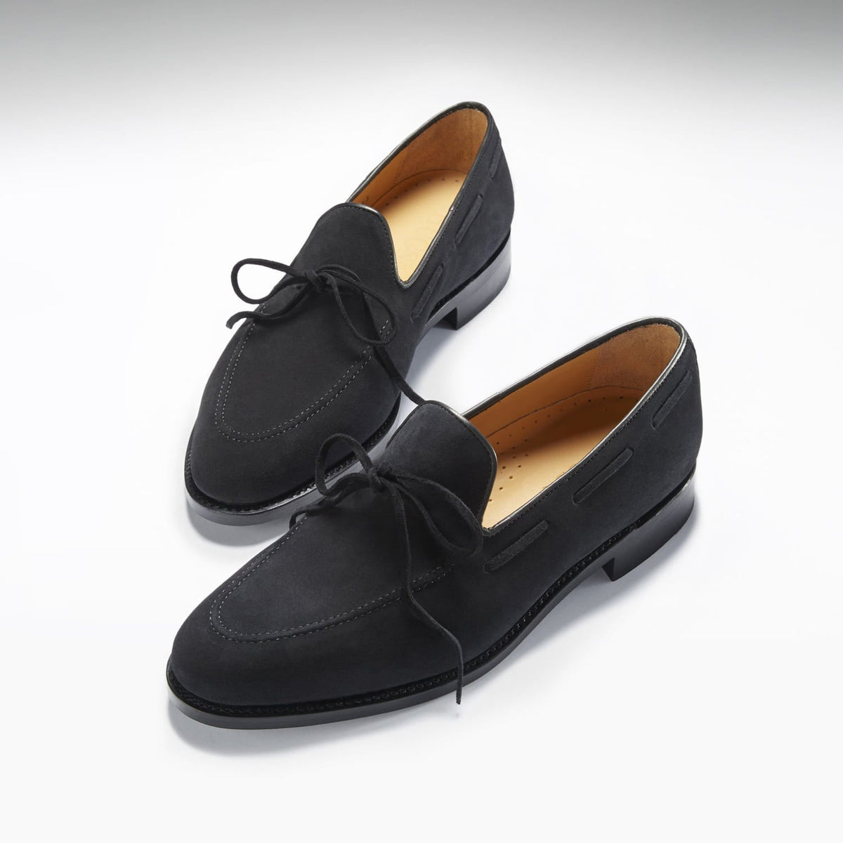 Hugs & Co. Black C.F. Stead Suede Laced Loafers with Goodyear Welted Leather Sole