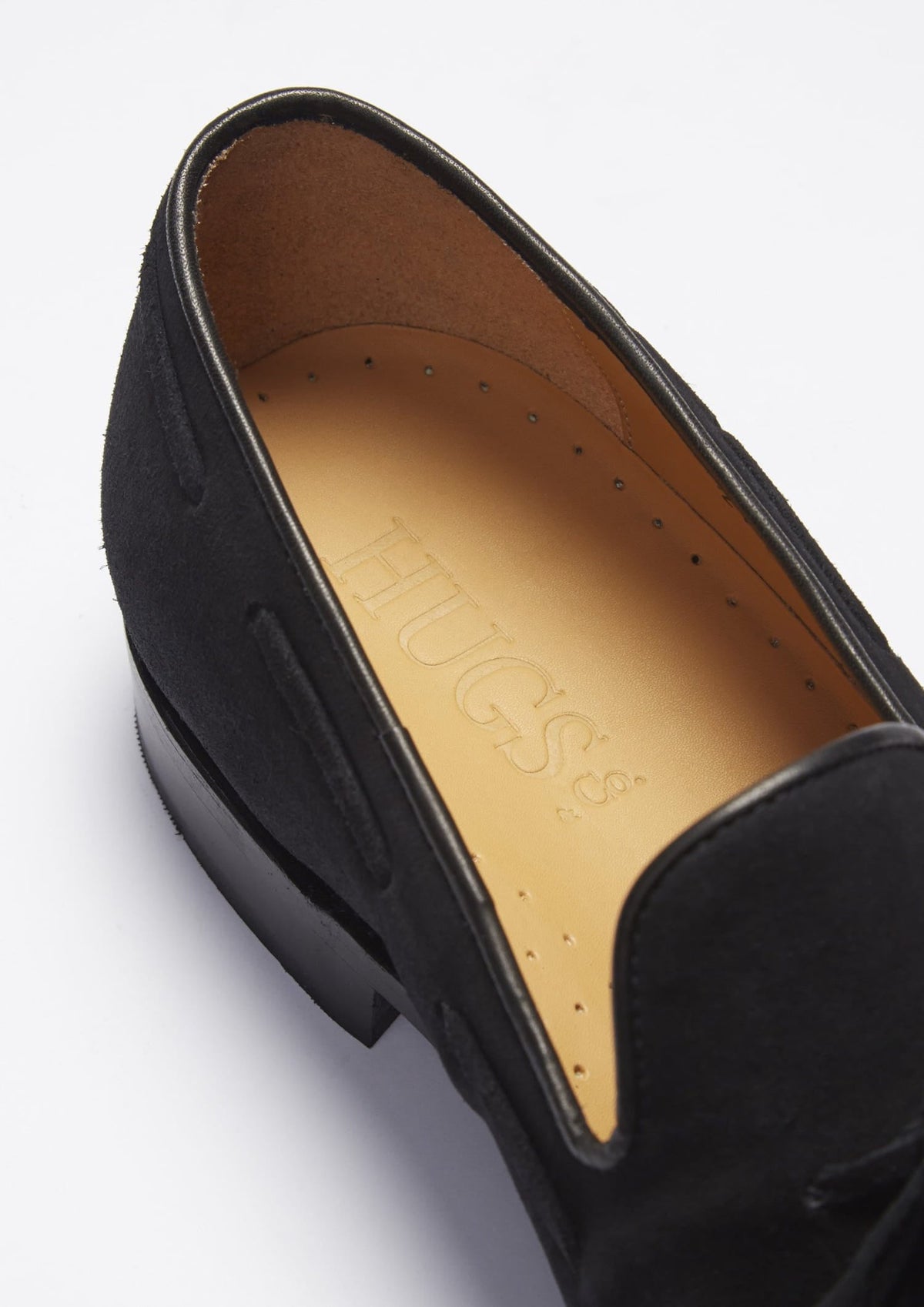 Hugs & Co. Black C.F. Stead Suede Laced Loafers with Goodyear Welted Leather Sole