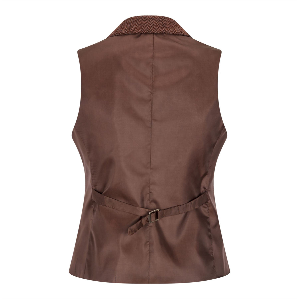 Women's Rust Brown Herringbone Wool Tweed Suit with Blazer, Trousers and Waistcoat