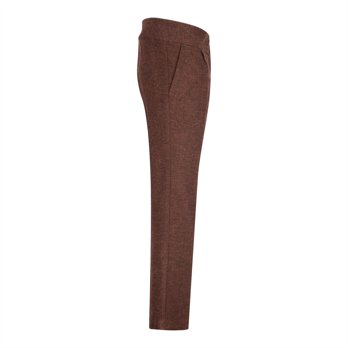 Women's Rust Brown Herringbone Wool Tweed Suit with Blazer, Trousers and Waistcoat
