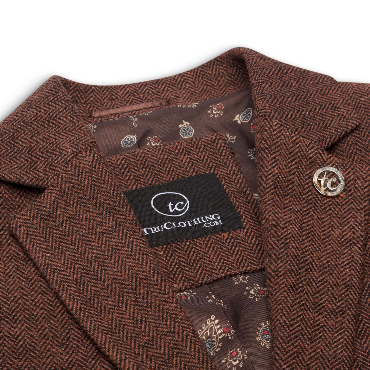 Women's Rust Brown Herringbone Wool Tweed Suit with Blazer, Trousers and Waistcoat