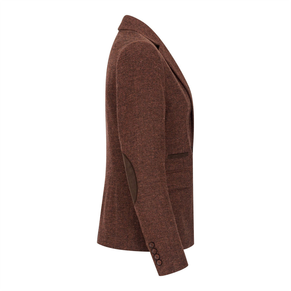 Women's Rust Brown Herringbone Wool Tweed Suit with Blazer, Trousers and Waistcoat