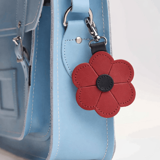 Leather Flower Bag Charm – Red Poppy - Bascora