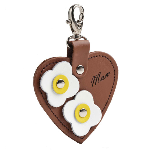 Leather Love Heart ‘Mum’ Bag Charm Chestnut