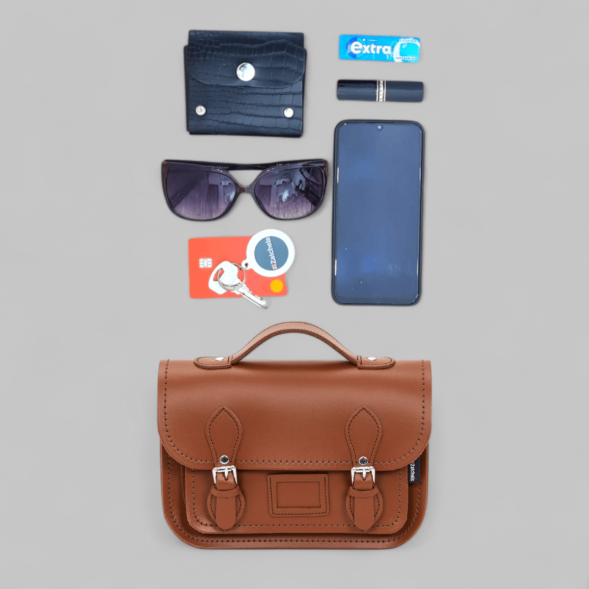 Leather Midi Satchel - Tannery Tan - Bascora