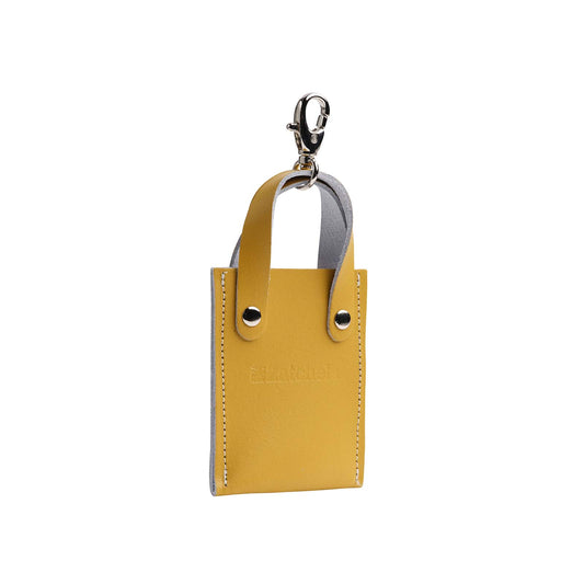Leather Mini Tote Bag Charm Ochre Yellow | Bascora