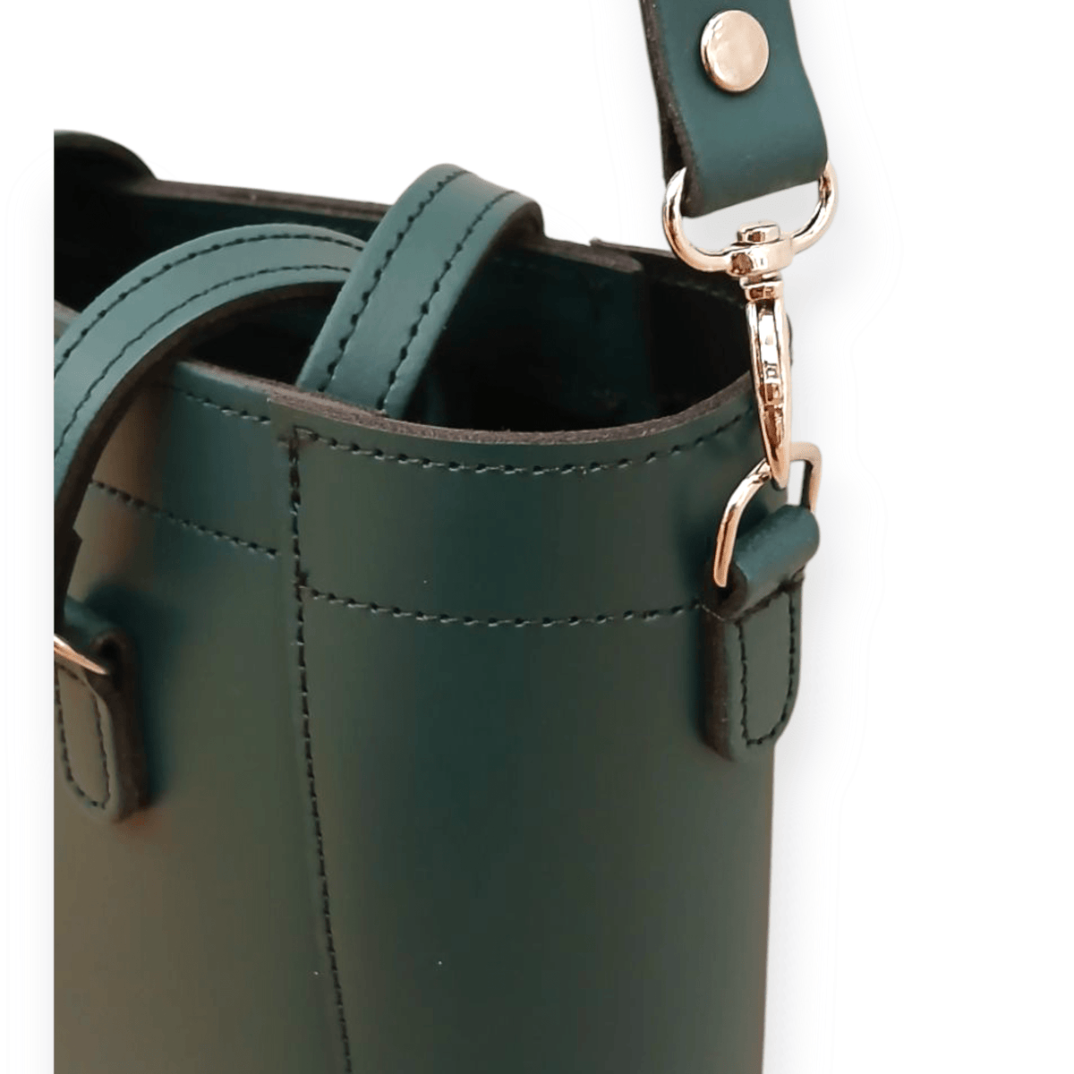 Leather Mini Twist Lock Shopper Bag – Pine - Bascora