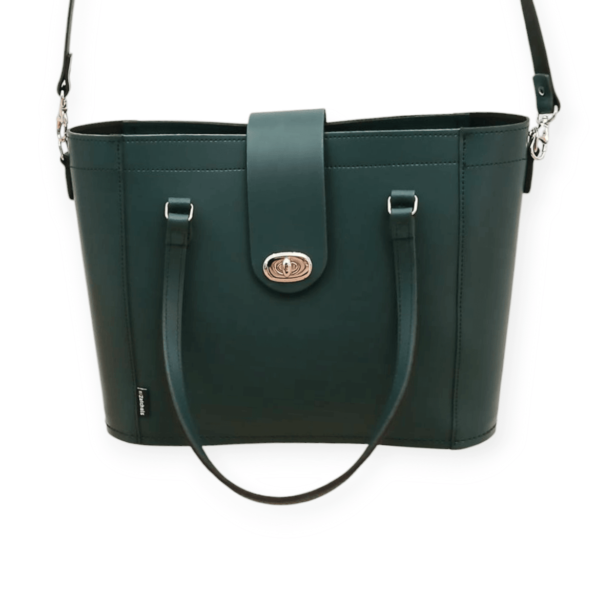 Leather Mini Twist Lock Shopper Bag – Pine - Bascora