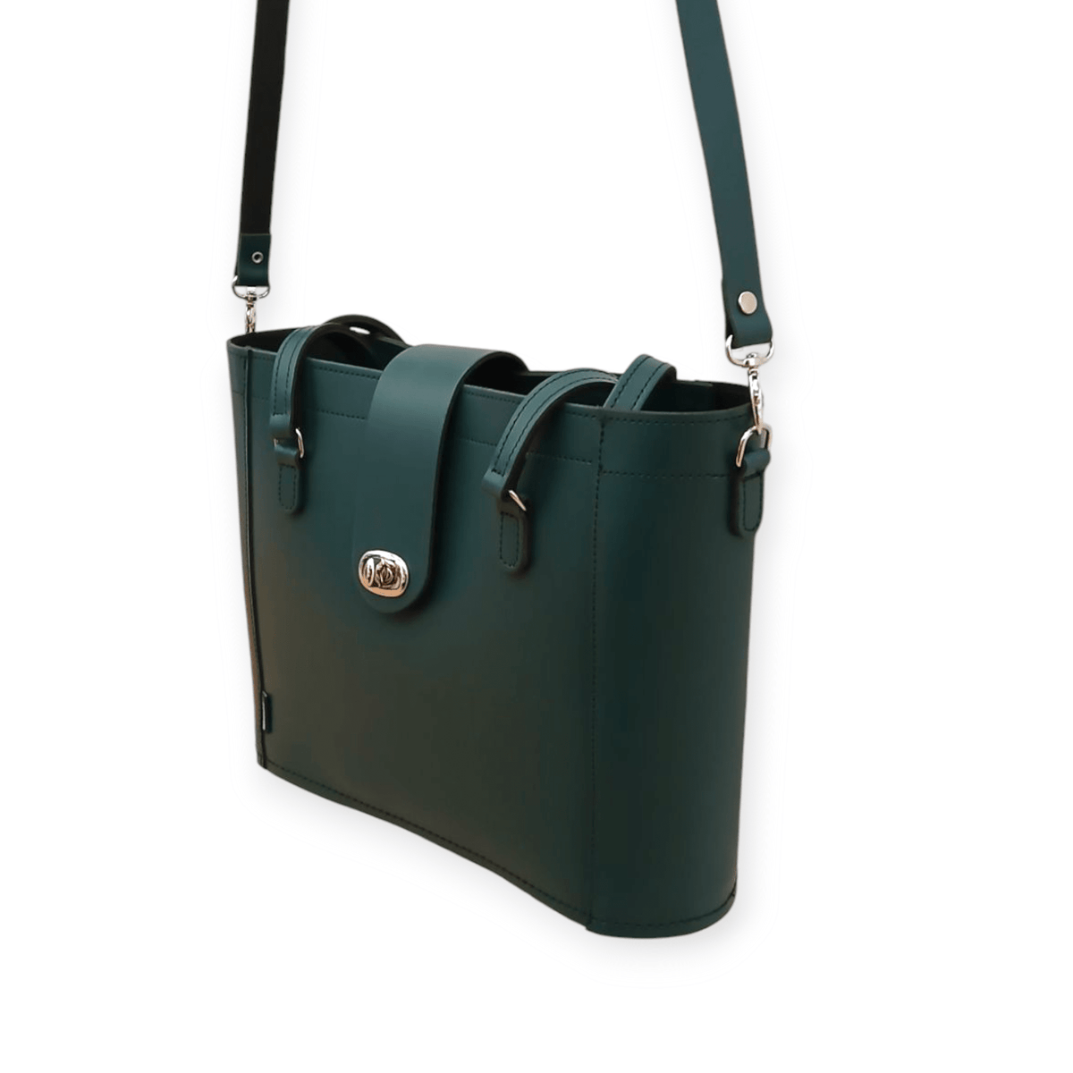 Leather Mini Twist Lock Shopper Bag – Pine - Bascora