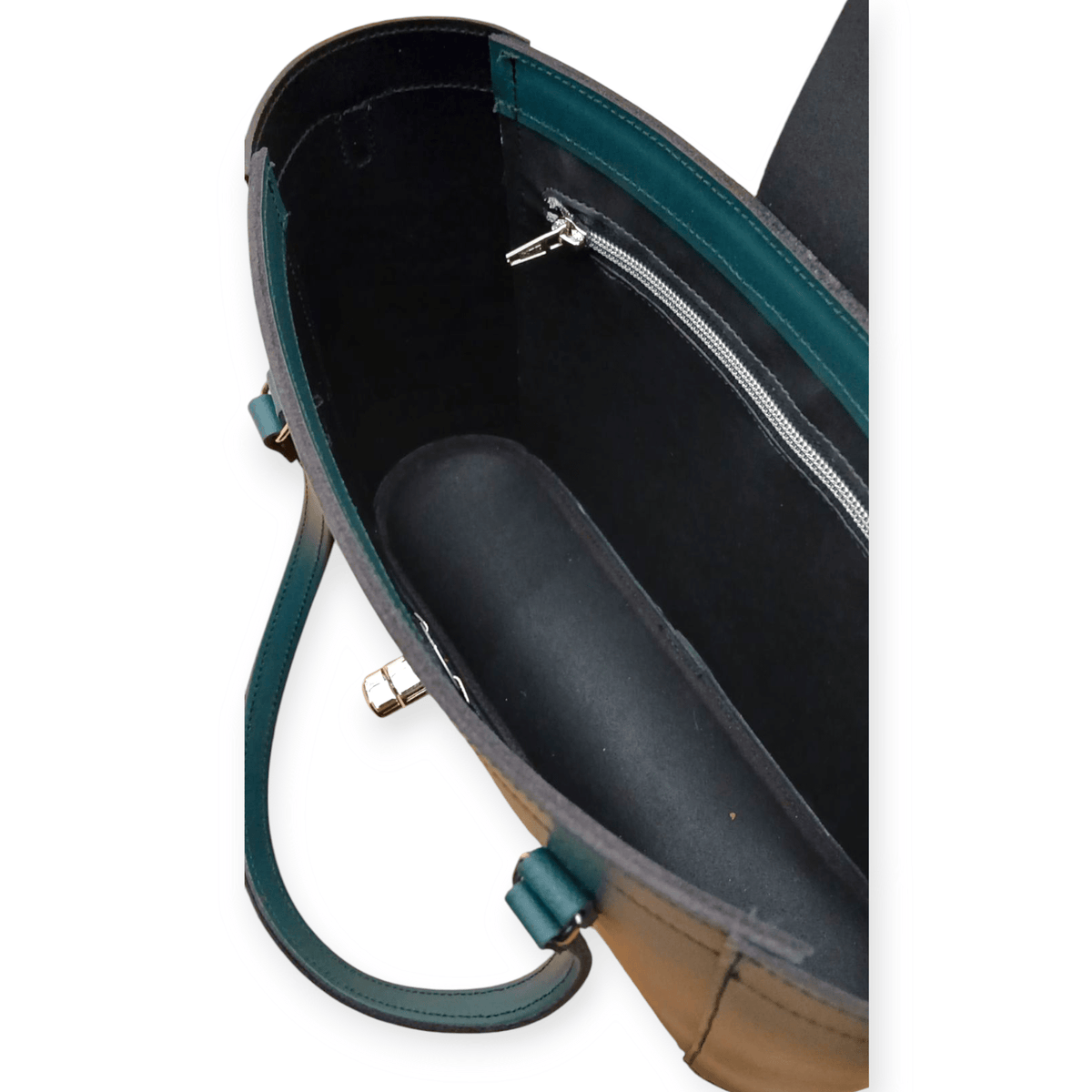 Leather Mini Twist Lock Shopper Bag – Pine - Bascora