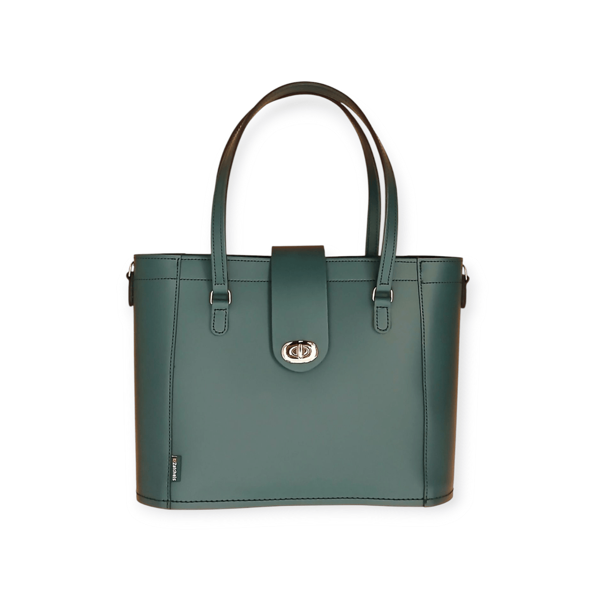 Leather Mini Twist Lock Shopper Bag – Pine - Bascora