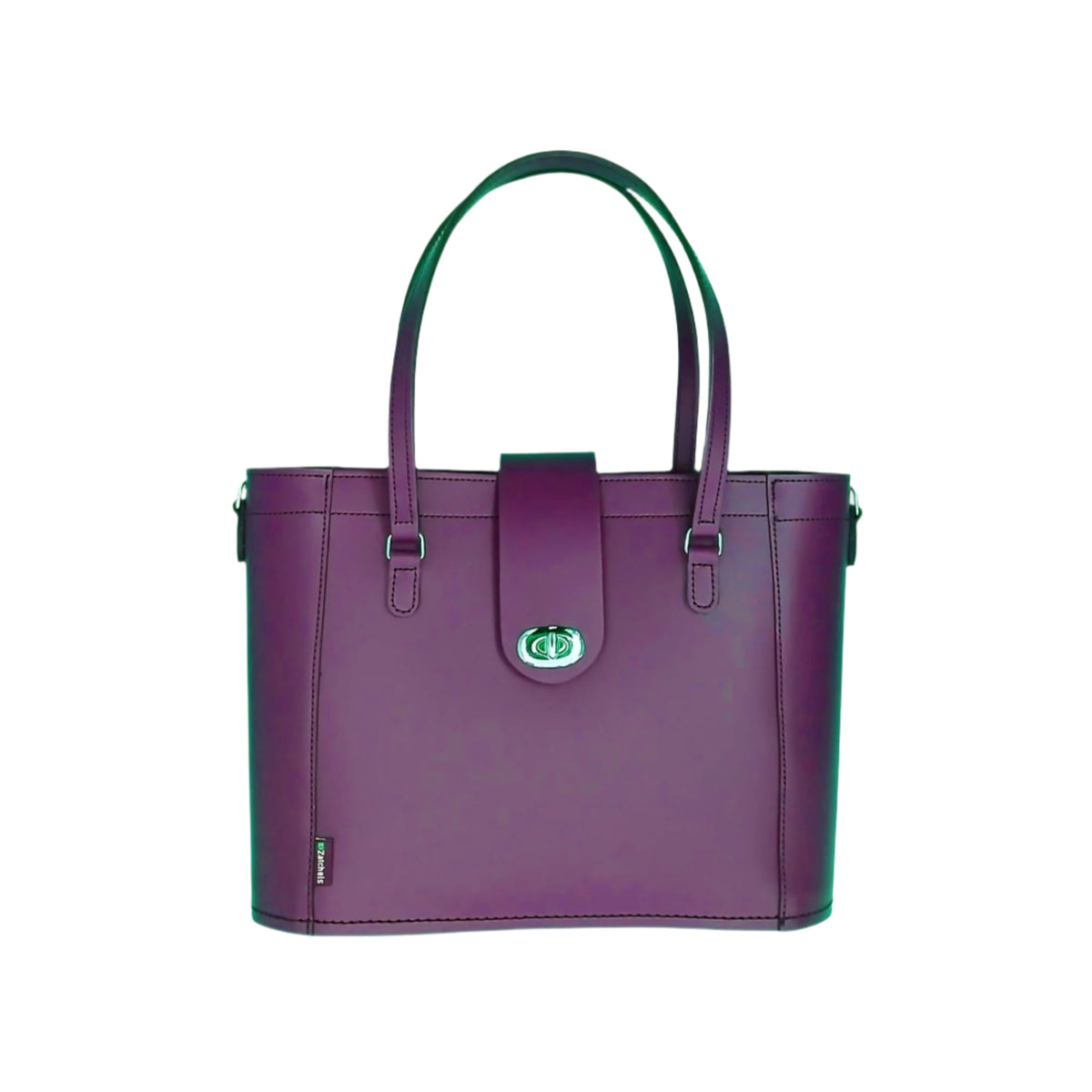 Leather Mini Twist Lock Shopper Bag – Purple - Bascora