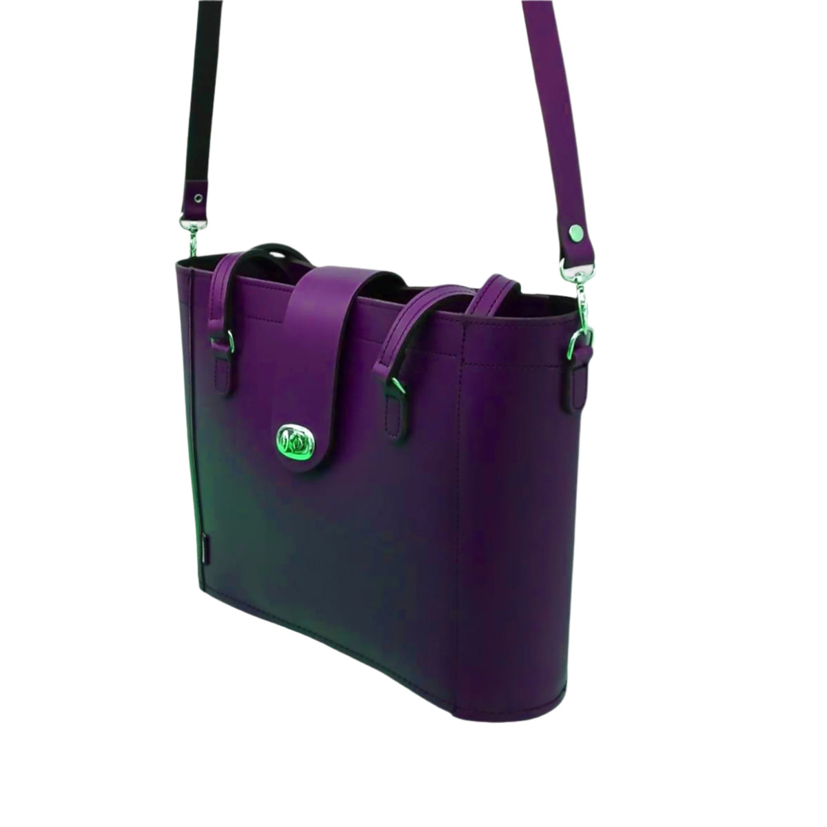 Leather Mini Twist Lock Shopper Bag – Purple - Bascora