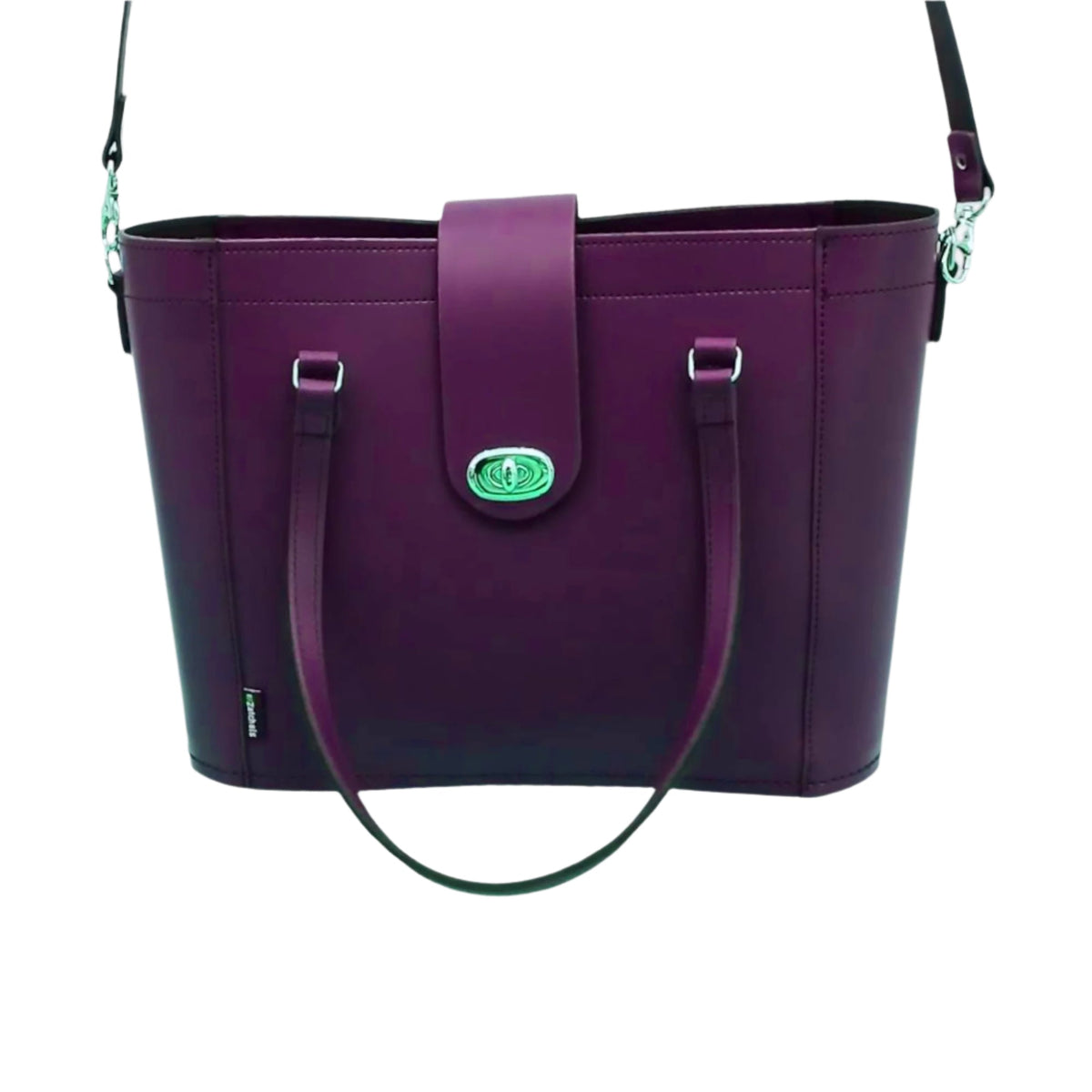 Leather Mini Twist Lock Shopper Bag – Purple - Bascora