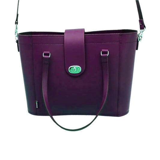 Leather Mini Twist Lock Shopper Bag – Purple - Bascora