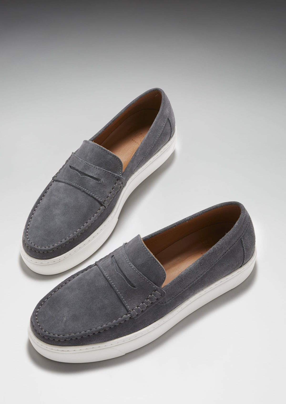 Hugs & Co. Slate Grey Suede Slip-On Sneaker Loafers with Vibram Sole for Men