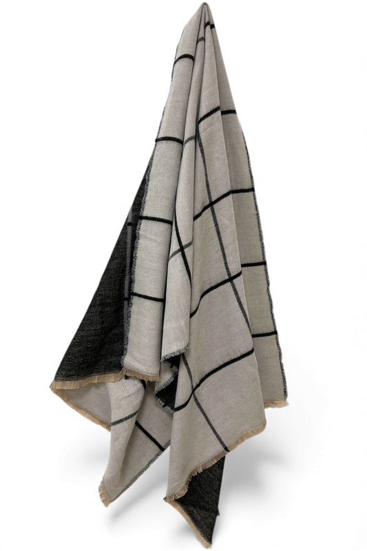 Maily Large Window Check Scarf - Bascora