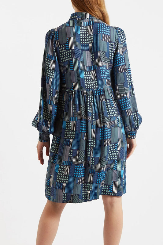 Melly Geo City Print Mini Shirt Dress - Bascora