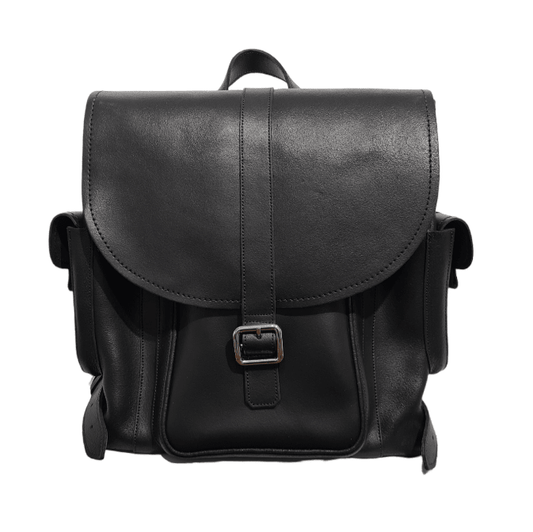 Men's Leather Tannery Backpack - Black - Bascora