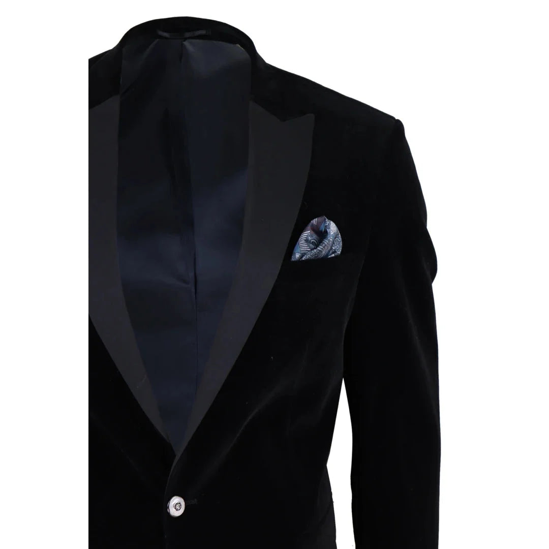Men's Soft Velvet 1 Button Dinner Jacket Tuxedo Blazer by TruClothing