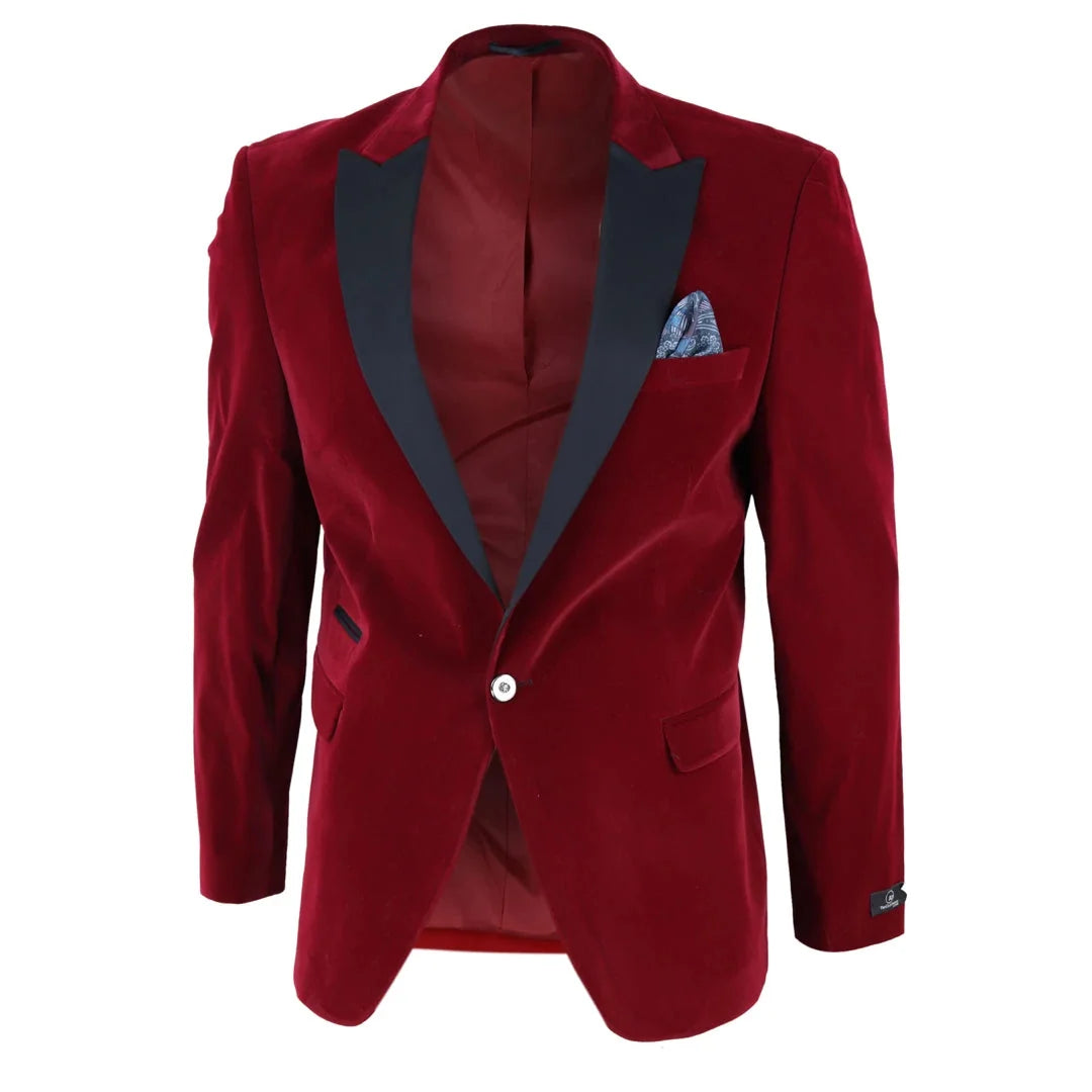 Men's Soft Velvet 1 Button Dinner Jacket Tuxedo Blazer by TruClothing
