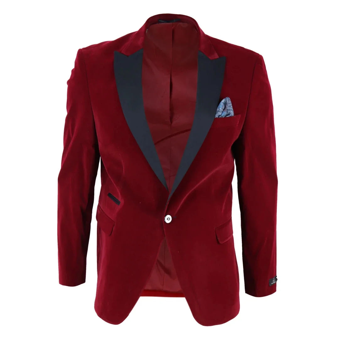 Men's Soft Velvet 1 Button Dinner Jacket Tuxedo Blazer by TruClothing
