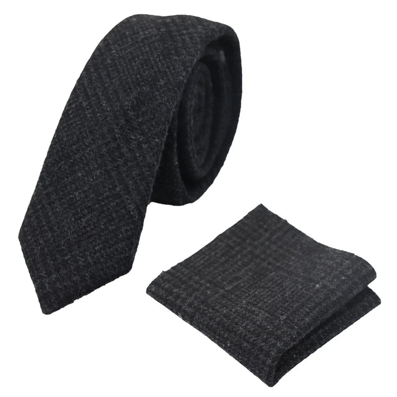 Men's Tweed Herringbone Tie & Pocket Square Set by TruClothing