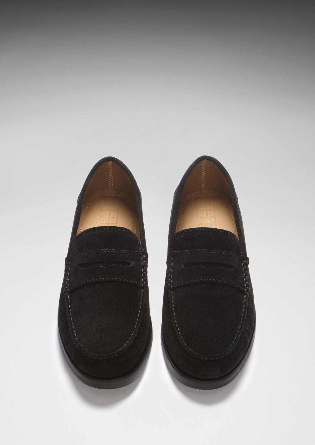 Hugs & Co. Black Italian Suede Boat Loafers with Rubber Sole for Men