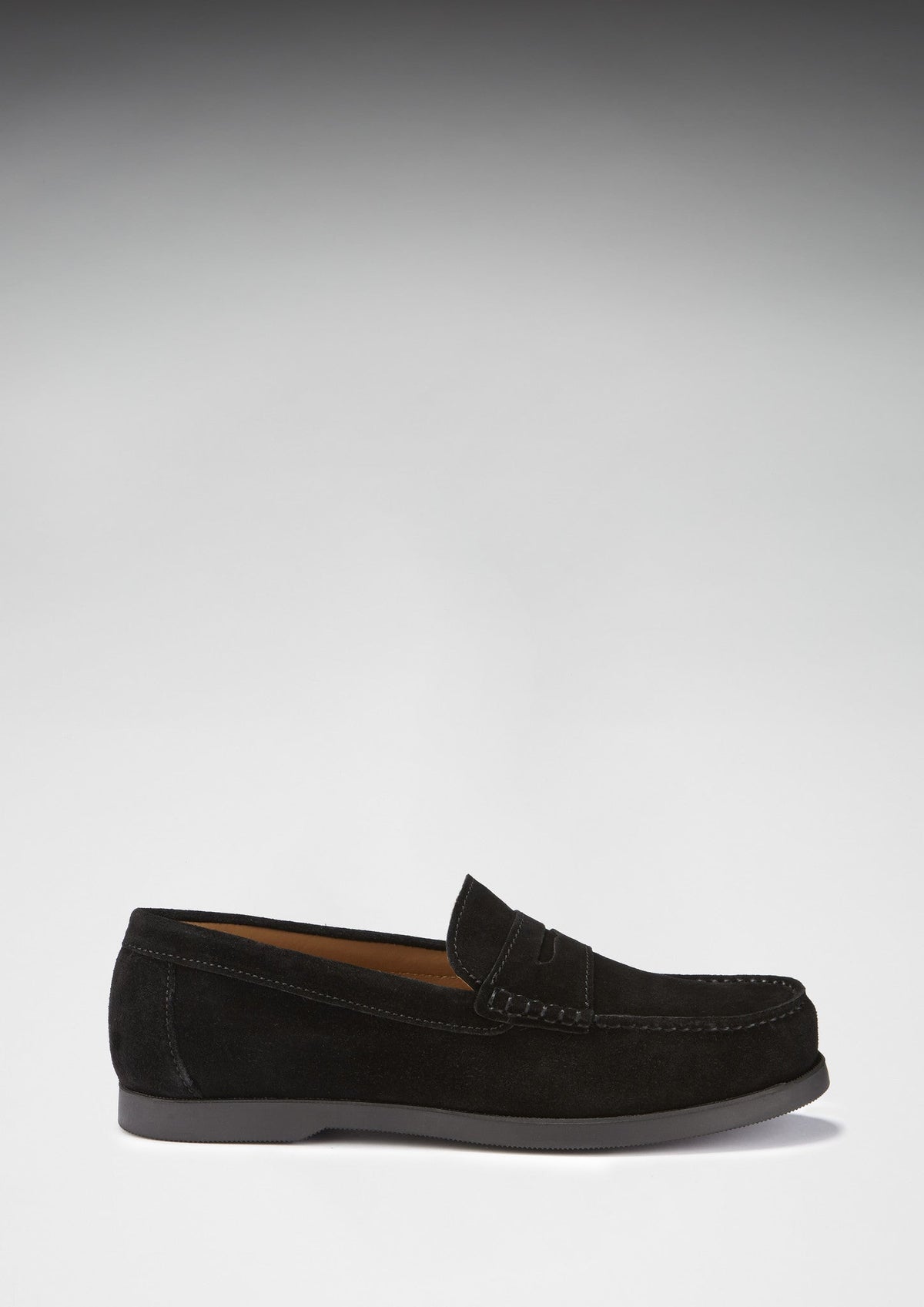 Hugs & Co. Black Italian Suede Boat Loafers with Rubber Sole for Men