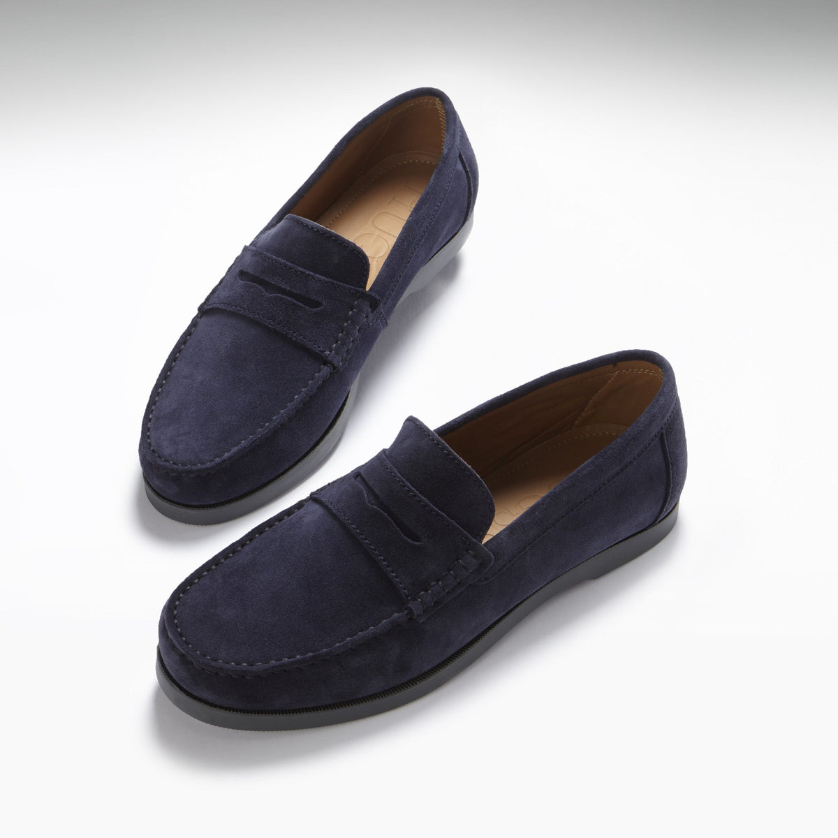 Hugs & Co. Navy Blue Italian Suede Boat Loafers with Rubber Sole for Men