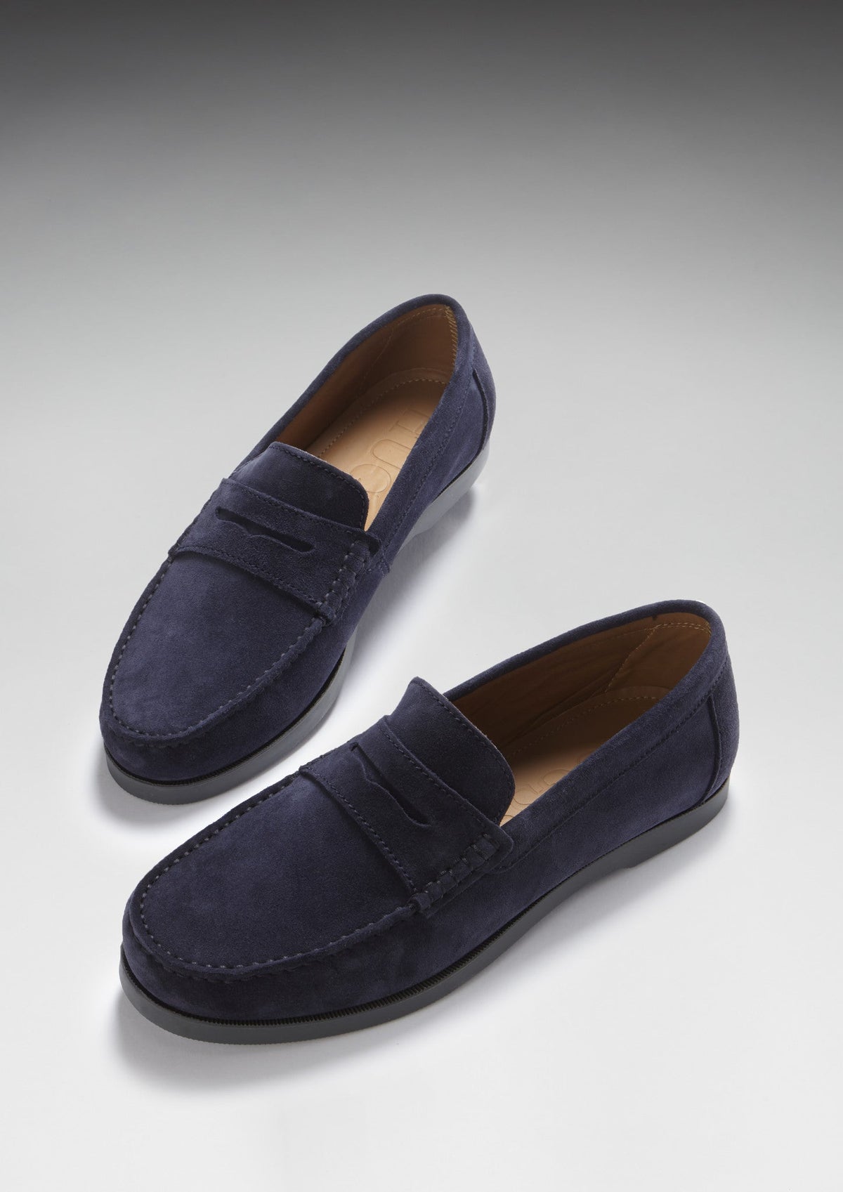 Hugs & Co. Navy Blue Italian Suede Boat Loafers with Rubber Sole for Men