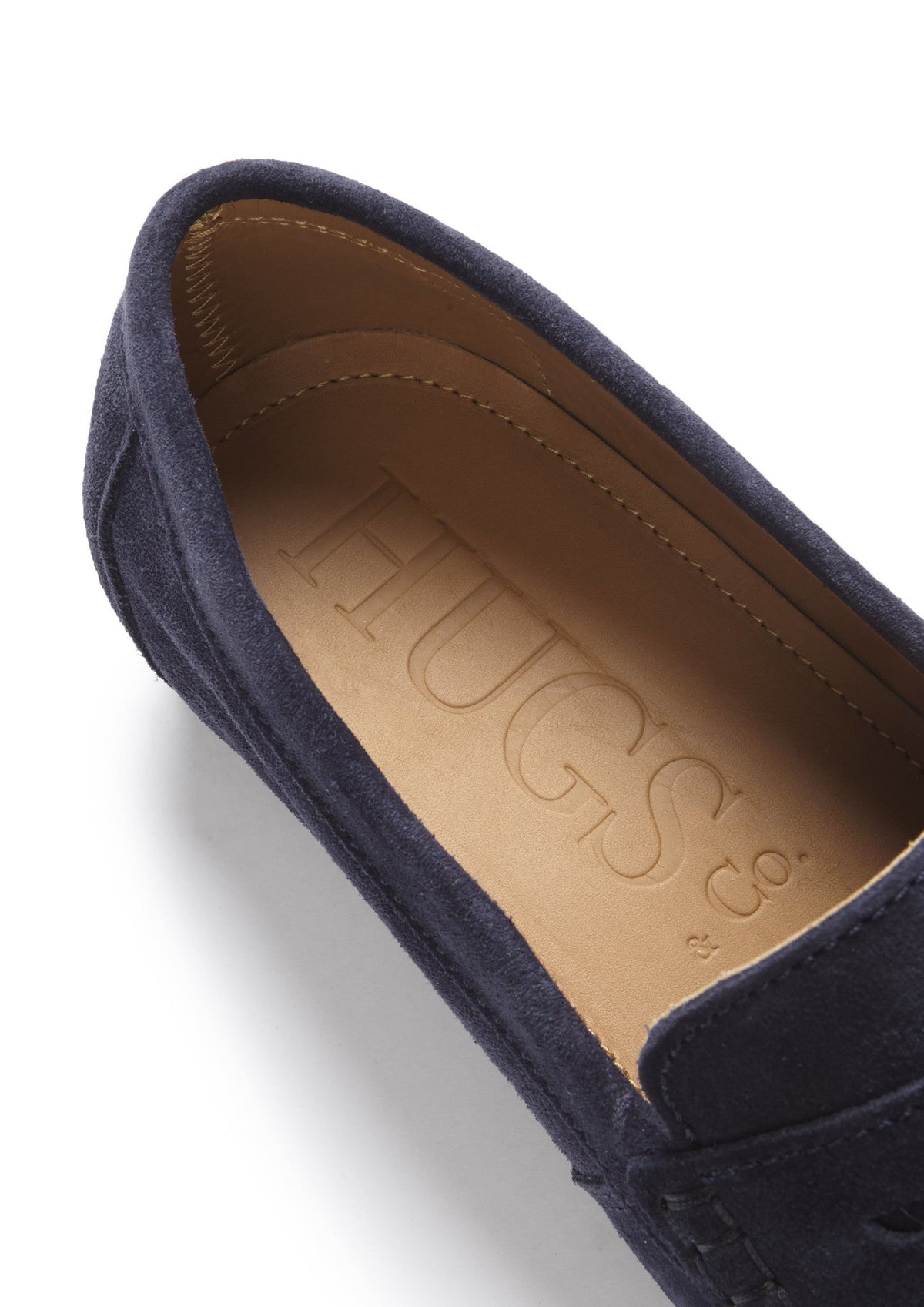 Hugs & Co. Navy Blue Italian Suede Boat Loafers with Rubber Sole for Men