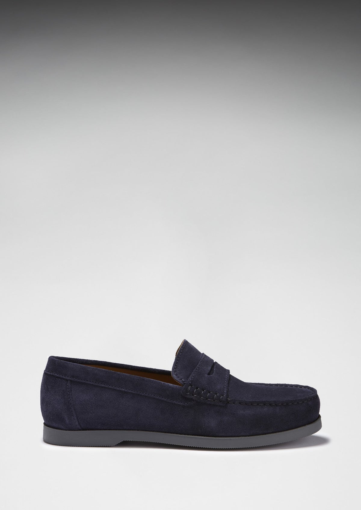 Hugs & Co. Navy Blue Italian Suede Boat Loafers with Rubber Sole for Men