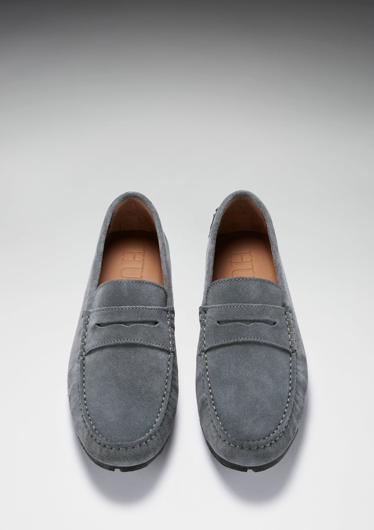 Hugs & Co. Men's Slate Grey Suede TS1 Penny Driving Loafers
