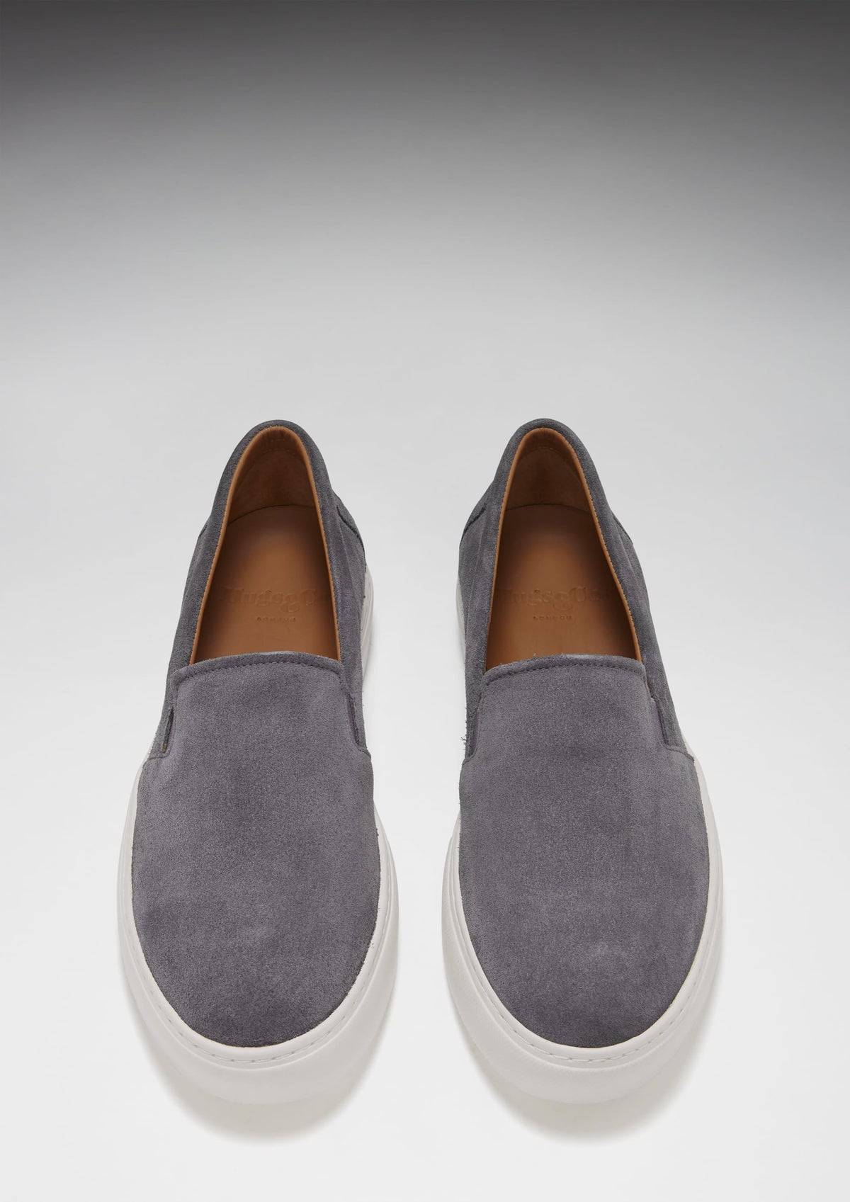 Hugs & Co. Slate Grey Suede Slip-On Sneakers for Men with Vibram Sole