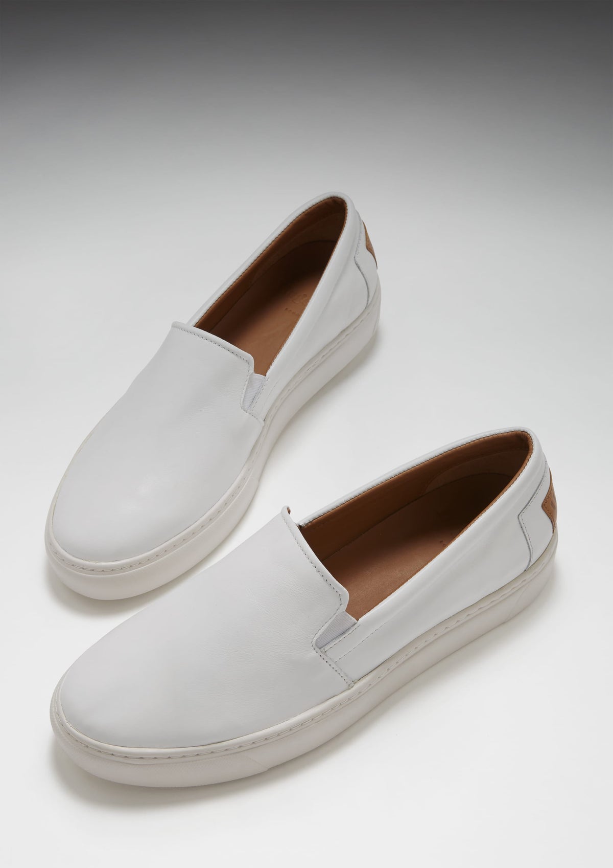 Hugs & Co. White Leather Slip-On Sneakers for Men with Vibram Sole