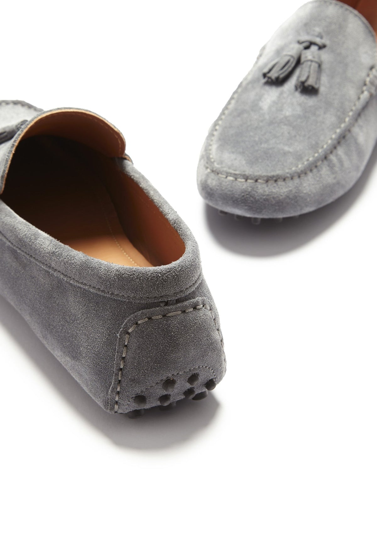 Hugs & Co. Slate Grey Suede Tasselled Driving Loafers for Men